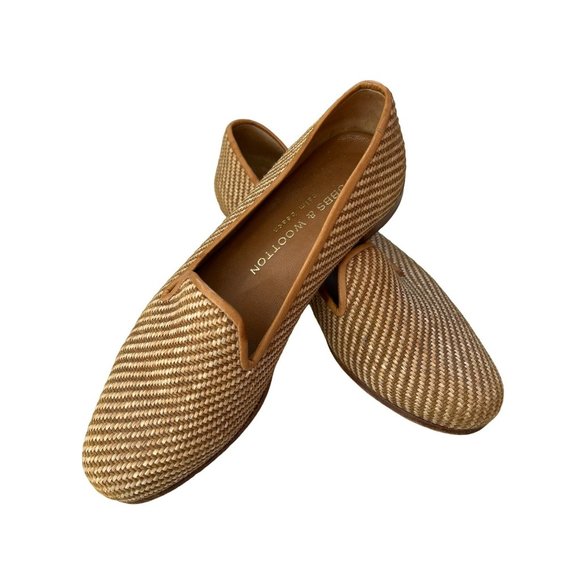 Stubbs and Wootton Women's Beige Raffia Straw Flats Size 5 1/2 Retail 575 - Picture 9 of 10